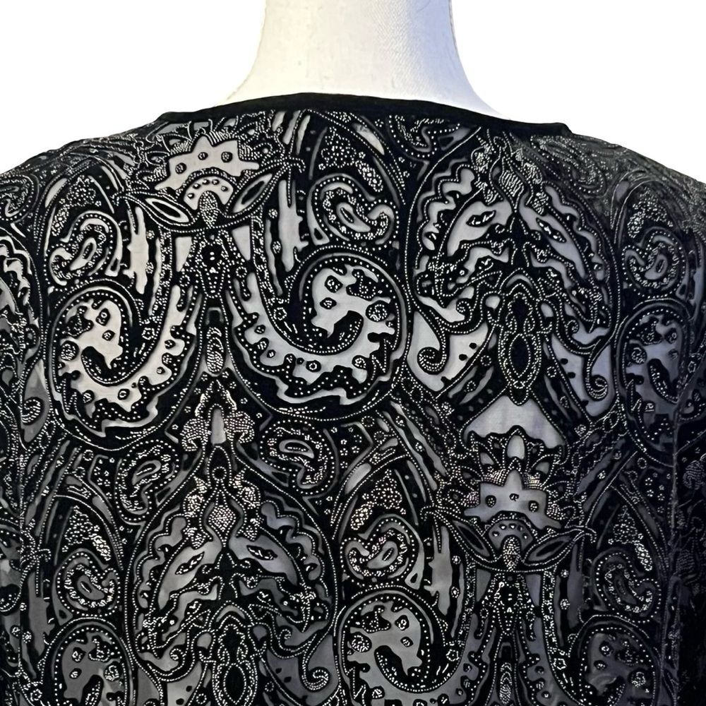 August Max Womens Black Velvet Burnout Cardigan Sz 1X Scarf Boho Gothic Evening - Picture 7 of 11